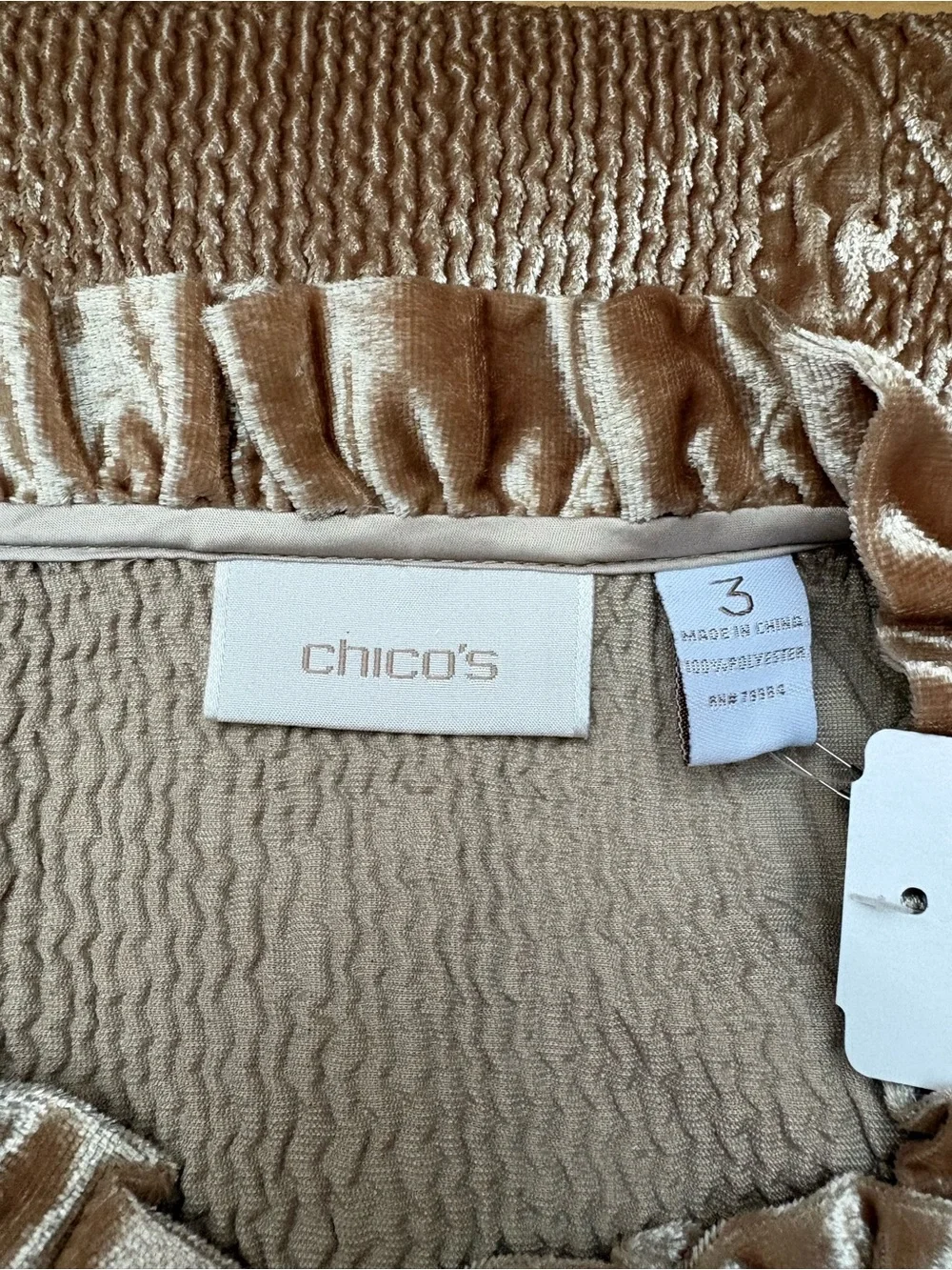 Chico's Rippled Ruffle Keily Jacket in Pale Stardust | Women's Size 3 / XL - Picture 9 of 12
